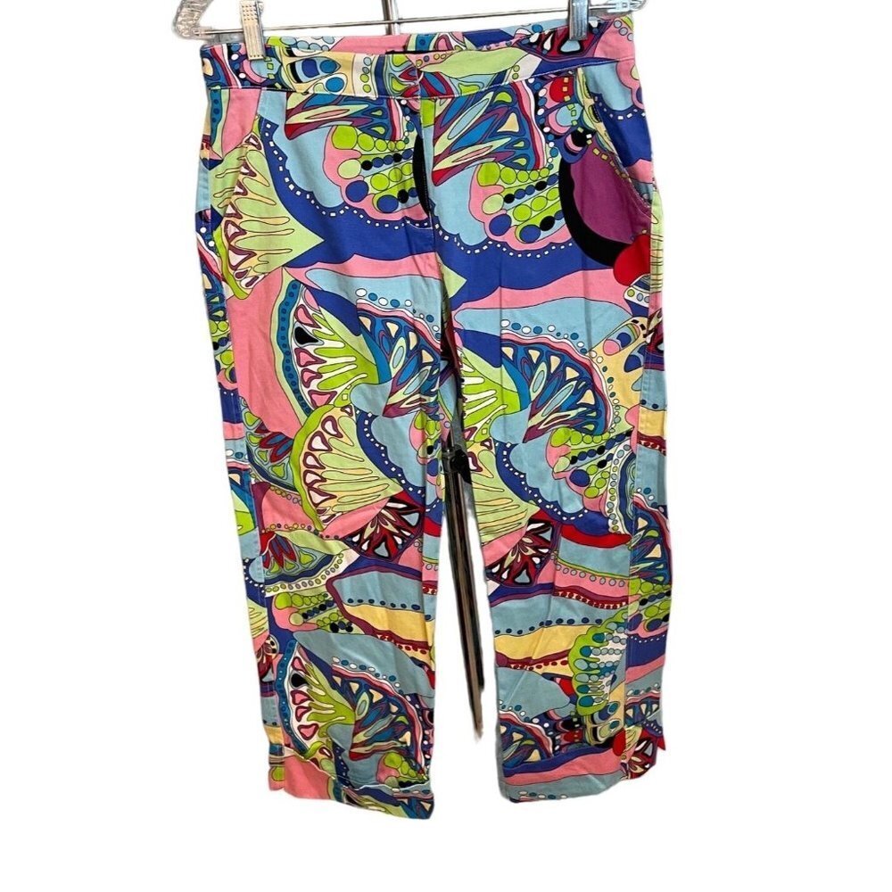 Nicole Max Colorful Cropped Cuffed Pants Sz 8